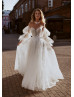 Ivory Beaded Lace Wedding Dress With Tulle Skirt